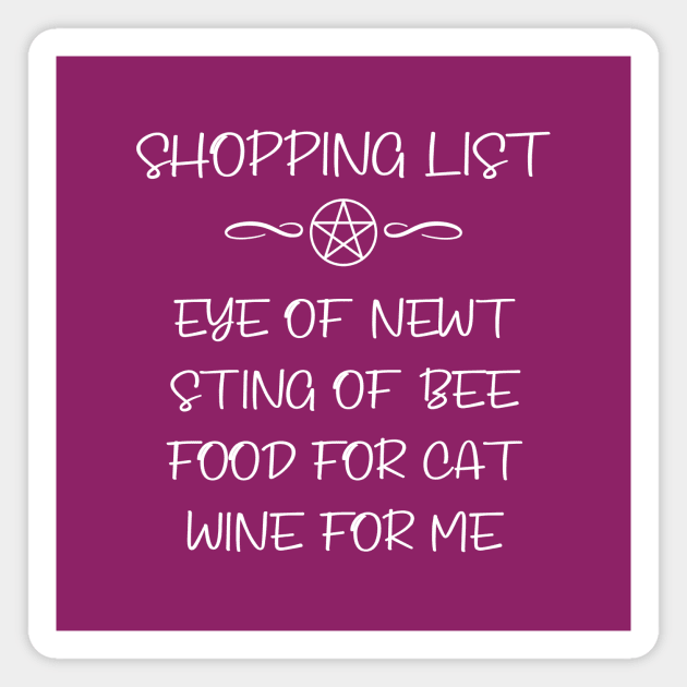 Eye of Newt and Wine Cheeky Witch® Cat Owners Shopping List Magnet by Cheeky Witch